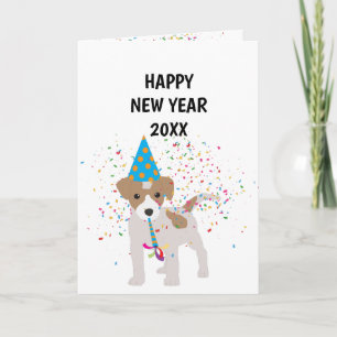 Dog Partying - Animals Holiday New Years Card