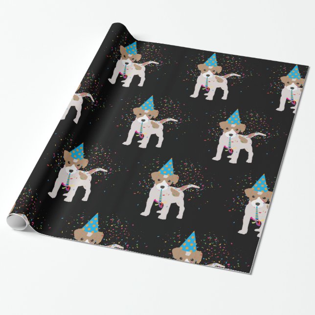 Dog Partying - Animals Puppy Having a Party Wrapping Paper (Unrolled)