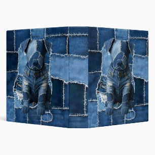 Dog Patchwork Art Denim Binder