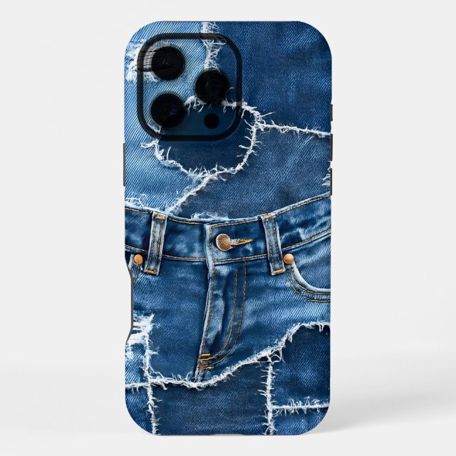 Dog Patchwork Art Denim iPhone Case (Back)