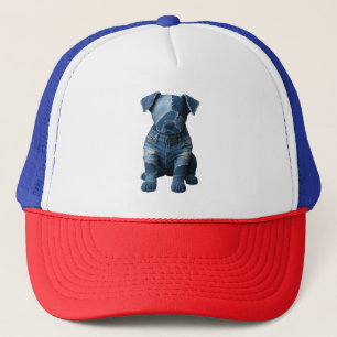 Dog Patchwork Art Denim Trucker Hat