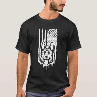 Dog Patriotic German Shepherd American Flag 1 T-Shirt