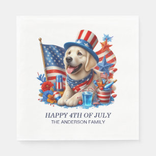 Dog Patriotic Top Hat Red White Blue Stars Stripe Napkin