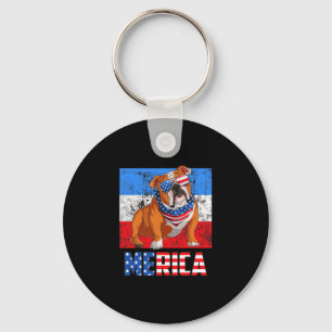 Dog Patriotic Usa 4th Of July American Flag Merica Keychain