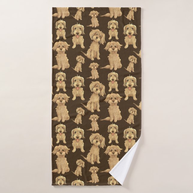 Dog Pattern Brown labradoodle goldendoodle Bath Towel (Bath Towel)