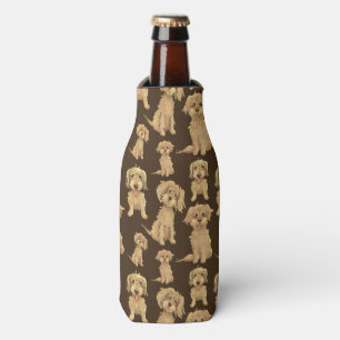 Dog Pattern Brown labradoodle goldendoodle Bottle Cooler
