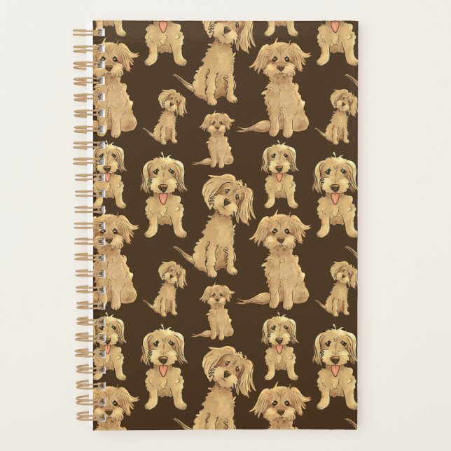 Dog Pattern Brown labradoodle goldendoodle Cute Planner (Front)