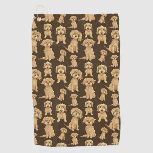Dog Pattern Brown labradoodle goldendoodle Golf Towel