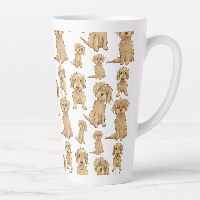 Dog Pattern Brown labradoodle goldendoodle Latte Mug (Right)