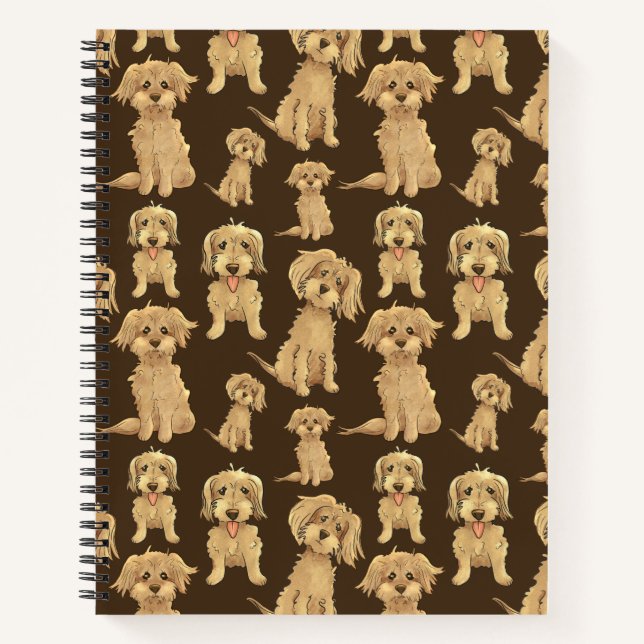 Dog Pattern Brown labradoodle goldendoodle Notebook (Front)