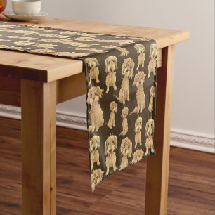 Dog Pattern Brown labradoodle goldendoodle Short Table Runner