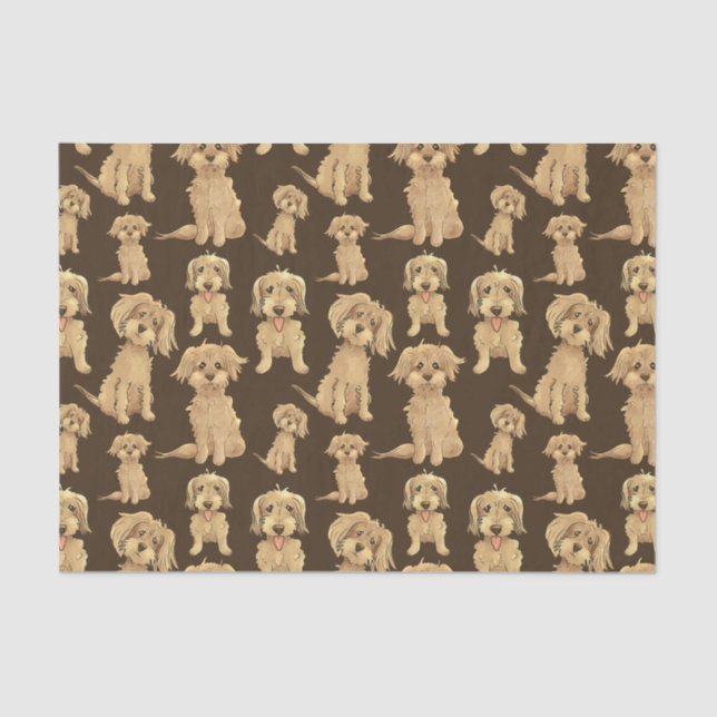 Dog Pattern Brown labradoodle goldendoodle Tissue Paper (Front)