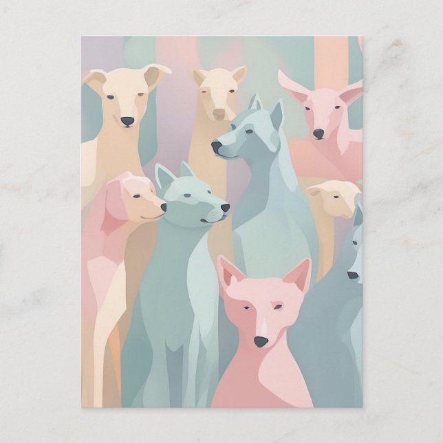 Dog Pattern Pastel Colours Minimalist Illustration Postcard (Front)