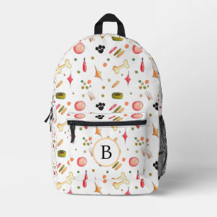 DOG PATTERN PAW PRINTS AND DOG BONES PATTERN NAME PRINTED BACKPACK