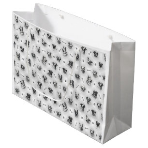 Dog pattern with bones and paw prints large gift bag