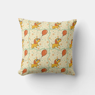 Dog Pattern with Red Balloons Throw Pillow