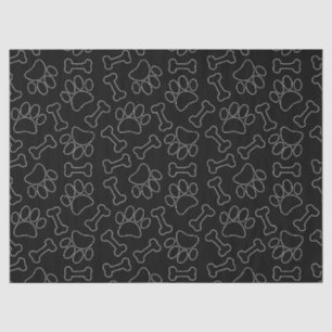 Dog Paw And Bones Drawing Pattern Custom Black Tissue Paper
