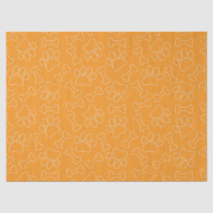 Dog Paw And Bones Drawing Pattern Custom Orange Tissue Paper