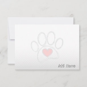 Dog Paw and Heart Blank All Occasion Custom Name  Card