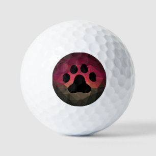 Dog paw, animal footprint colourful design  golf balls