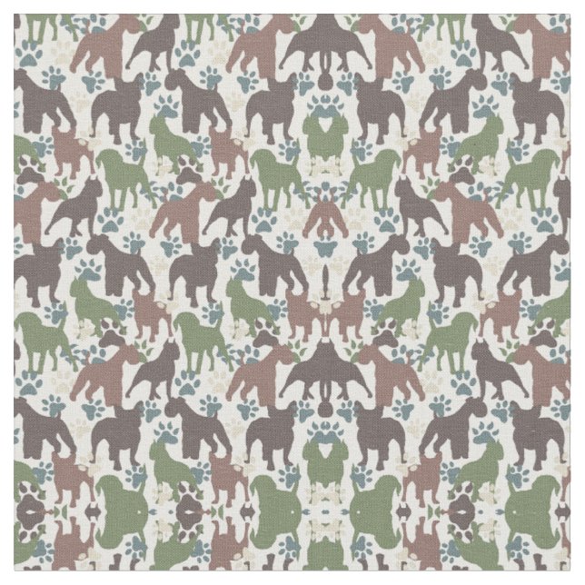 Dog Paw Animal Print Camouflage Camo Pattern Fabric (Close Up)