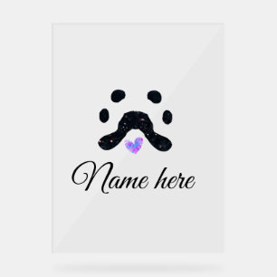 Dog paw black pet add name text animal paw photo acrylic sign