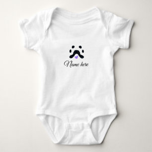 Dog paw black pet add name text animal paw photo baby bodysuit