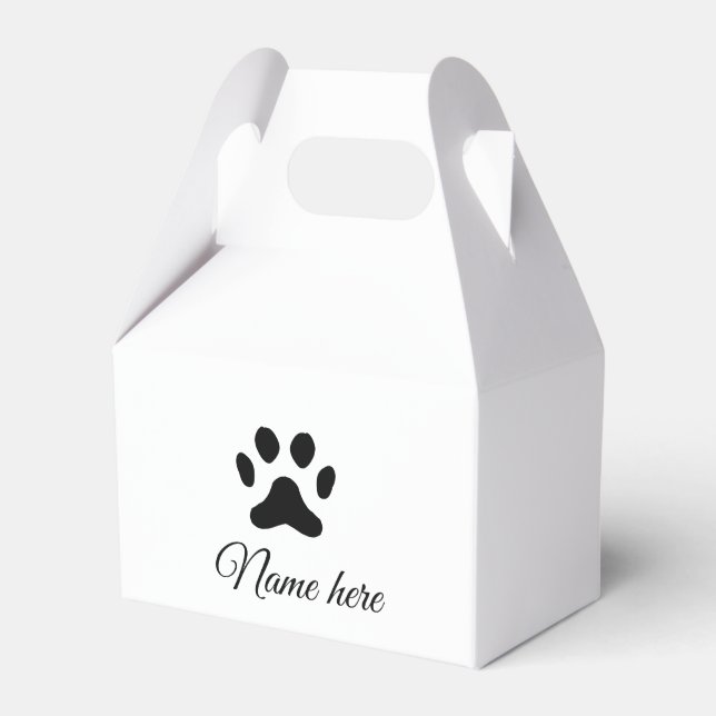 Dog paw black pet add name text animal paw photo favor box (Front Side)
