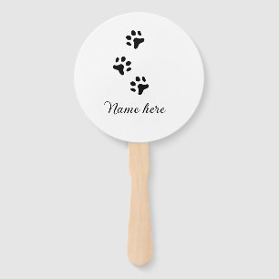 Dog paw black pet add name text animal paw photo hand fan