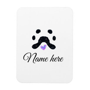 Dog paw black pet add name text animal paw photo magnet