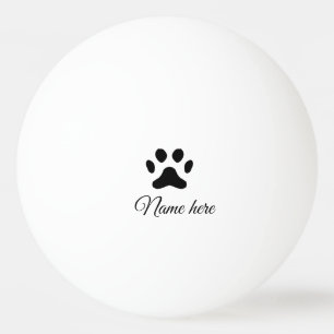 Dog paw black pet add name text animal paw photo ping pong ball