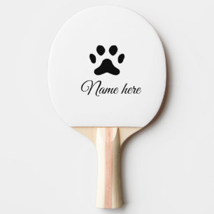 Dog paw black pet add name text animal paw photo ping pong paddle