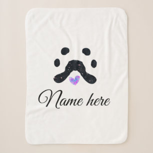 Dog paw black pet add name text animal paw photo sherpa blanket