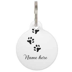 Dog paw black pet add name text animal paw photo tag