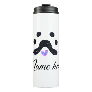 Dog paw black pet add name text animal paw photo thermal tumbler