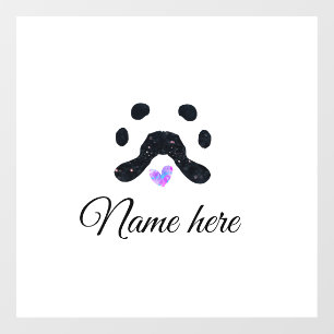 Dog paw black pet add name text animal paw photo window cling