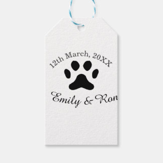 Dog paw black pet wedding couple name date romanti gift tags