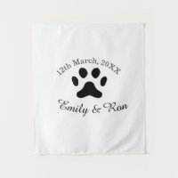 Dog paw black pet wedding couple name date romanti