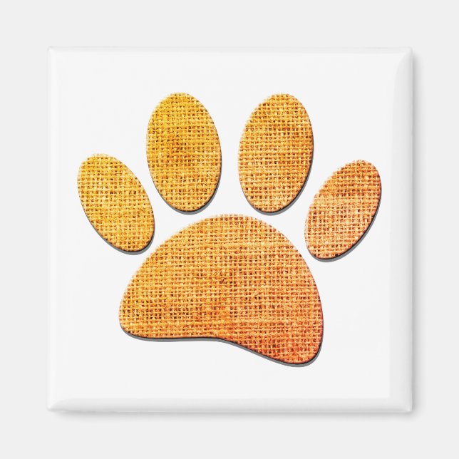Dog Paw Burlap Aged Print Magnet (Front)