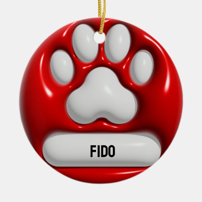 Dog Paw Ceramic Ornament (Front)