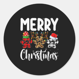 Dog Paw Christmas Elf Reindeer Santa Puppy Dog Lov Classic Round Sticker