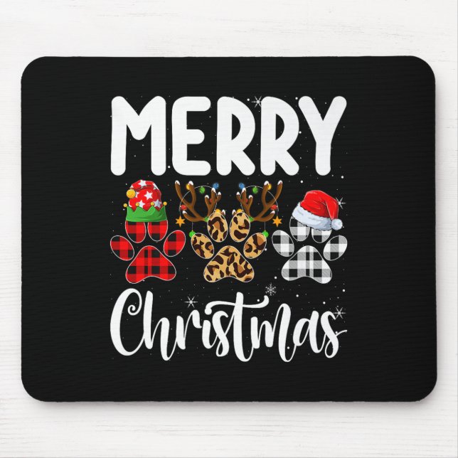 Dog Paw Christmas Elf Reindeer Santa Puppy Dog Lov Mouse Pad (Front)