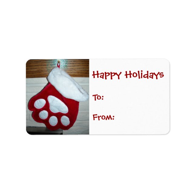 Dog Paw Christmas Stocking Label (Front)
