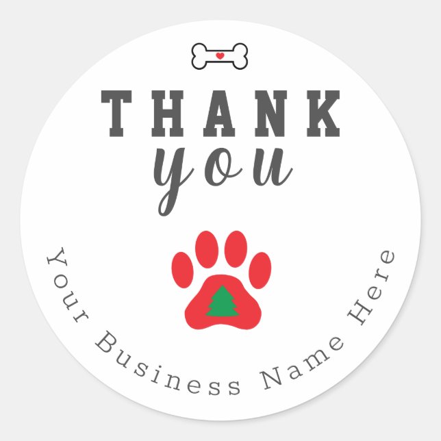 Dog Paw Christmas Thank You Stickers (Front)