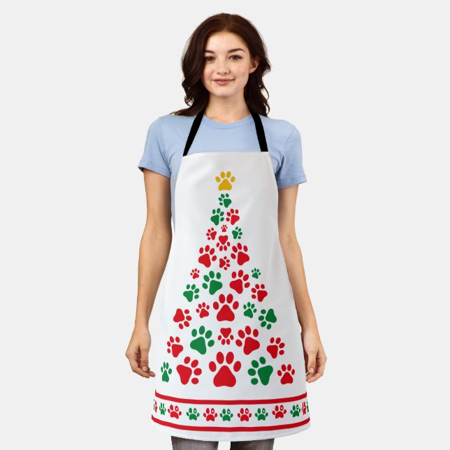 Dog Paw Christmas Tree Apron (Worn)