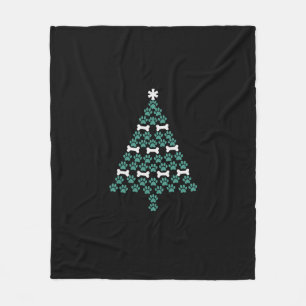 Dog Paw Christmas Tree Cute Xmas Gift Puppy Lover Fleece Blanket