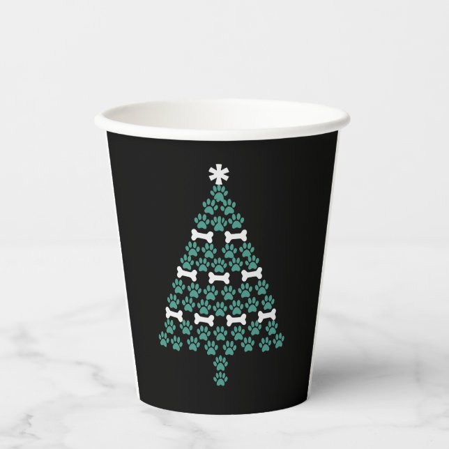 Dog Paw Christmas Tree Cute Xmas Gift Puppy Lover Paper Cups (Front)
