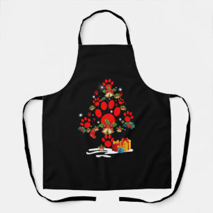 Dog Paw Christmas Tree Funny Merry Christmas Apron