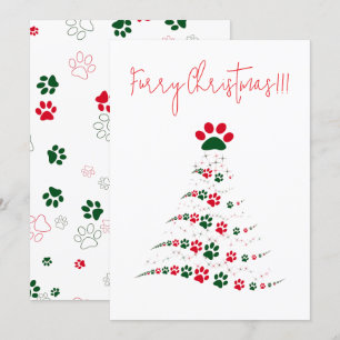 Dog Paw Christmas Tree Furry Christmas Holiday Card