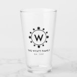 Dog Paw Circle Monogram Glass<br><div class="desc">Monogrammed beer glass with your initial inside a circle of black dog paws.</div>